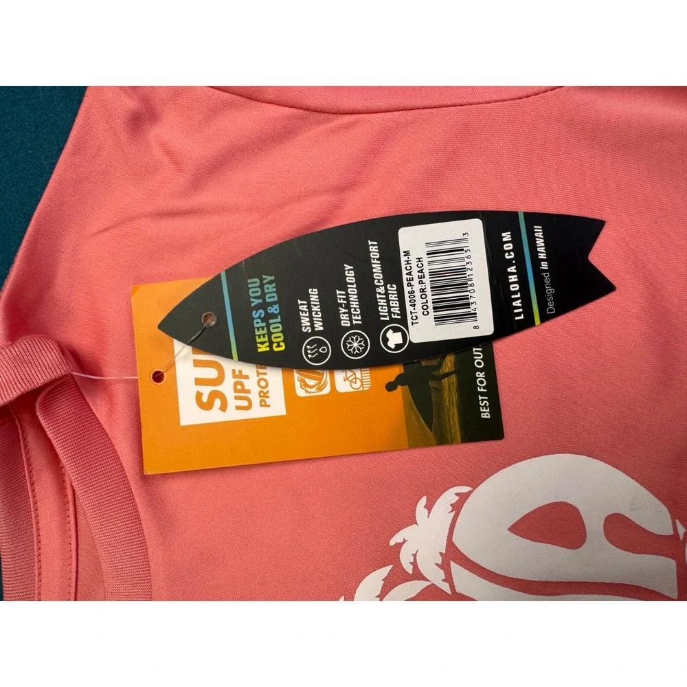 Island Crew Hawaii Kids‎ Rash Guard UPF 50+ Long Sleeve Aloha Heart Peach Medium